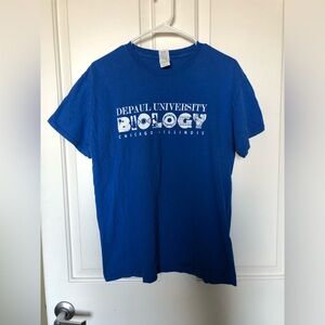 DePaul University Unisex Biology Blue Short Sleeve T‑Shirt Size Medium